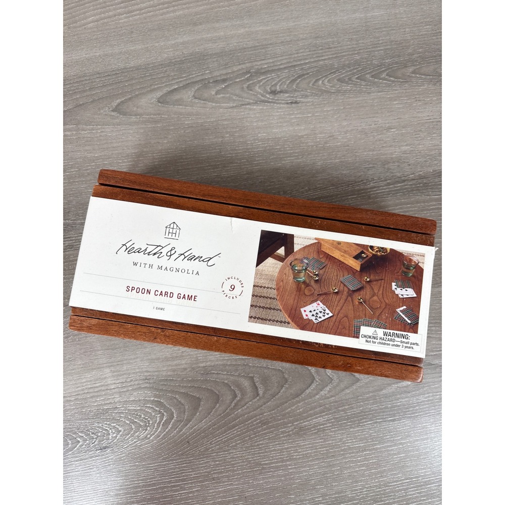 Hearth & Hand with Magnolia Spoon Card Game Wooden Box 2 Decks 6 Spoons NEW